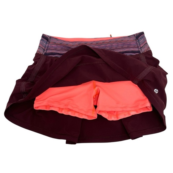 Lululemon Pace Rival Mid Rise Burgundy Skirt II Running Tennis Performance Sz 4 - Picture 6 of 12